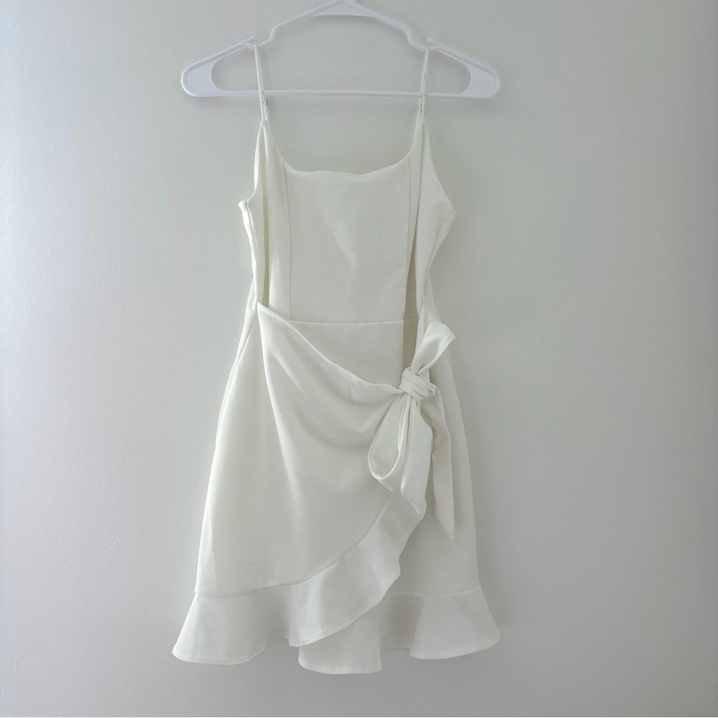 White Lucy In The Sky Capri Ruffle Tie Front Dress